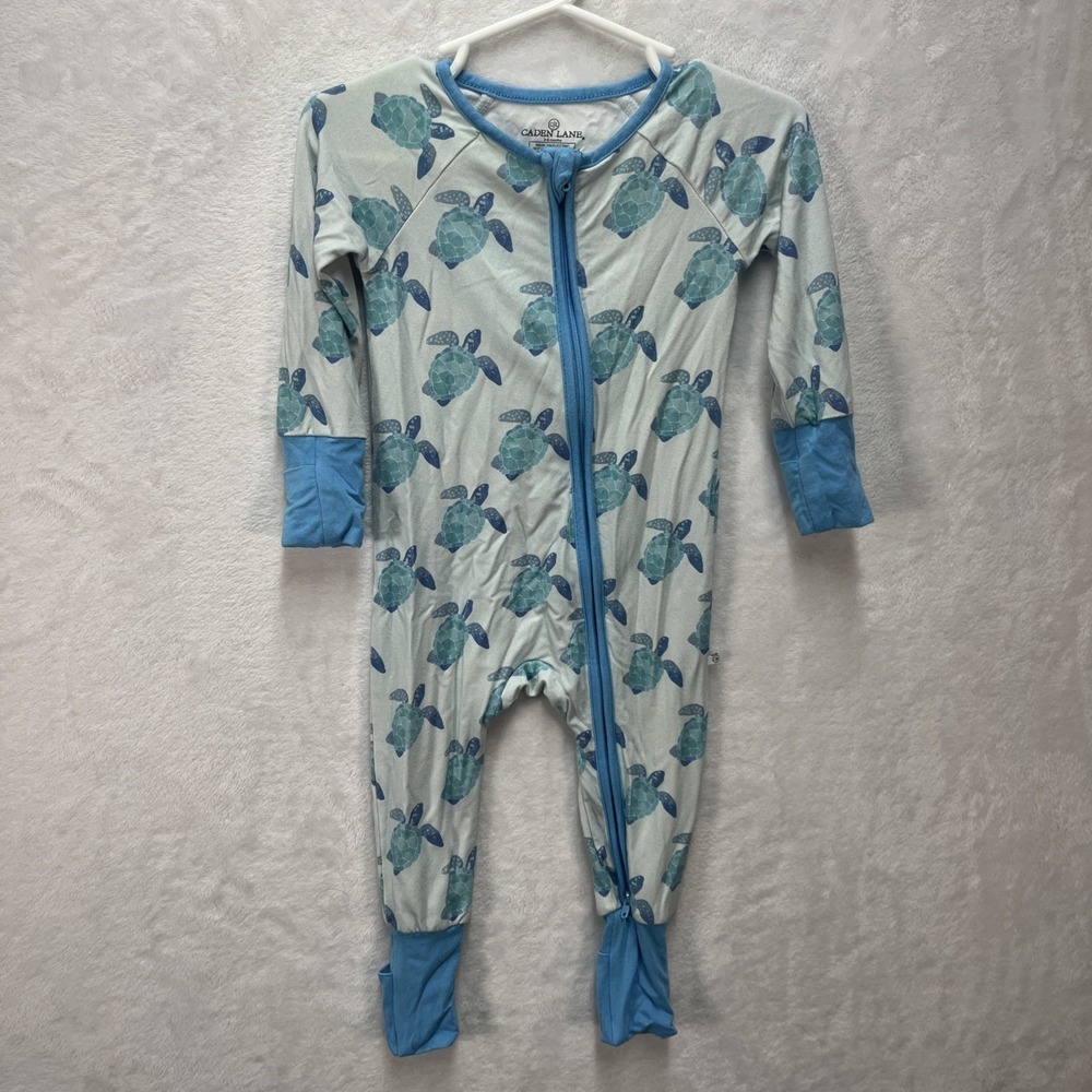 Caden Lane Bamboo Convertible Zipper Sleeper Unisex Baby 3-6m Sea Turtles